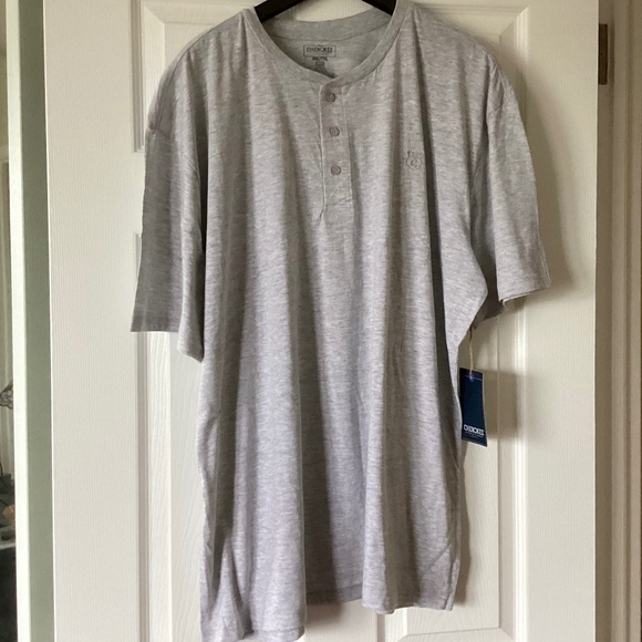 $9 Cherokee Men's Short Sleeve Henley T-Shirt. Size 2XL in Lt. Gray - New - Picture 1 of 5